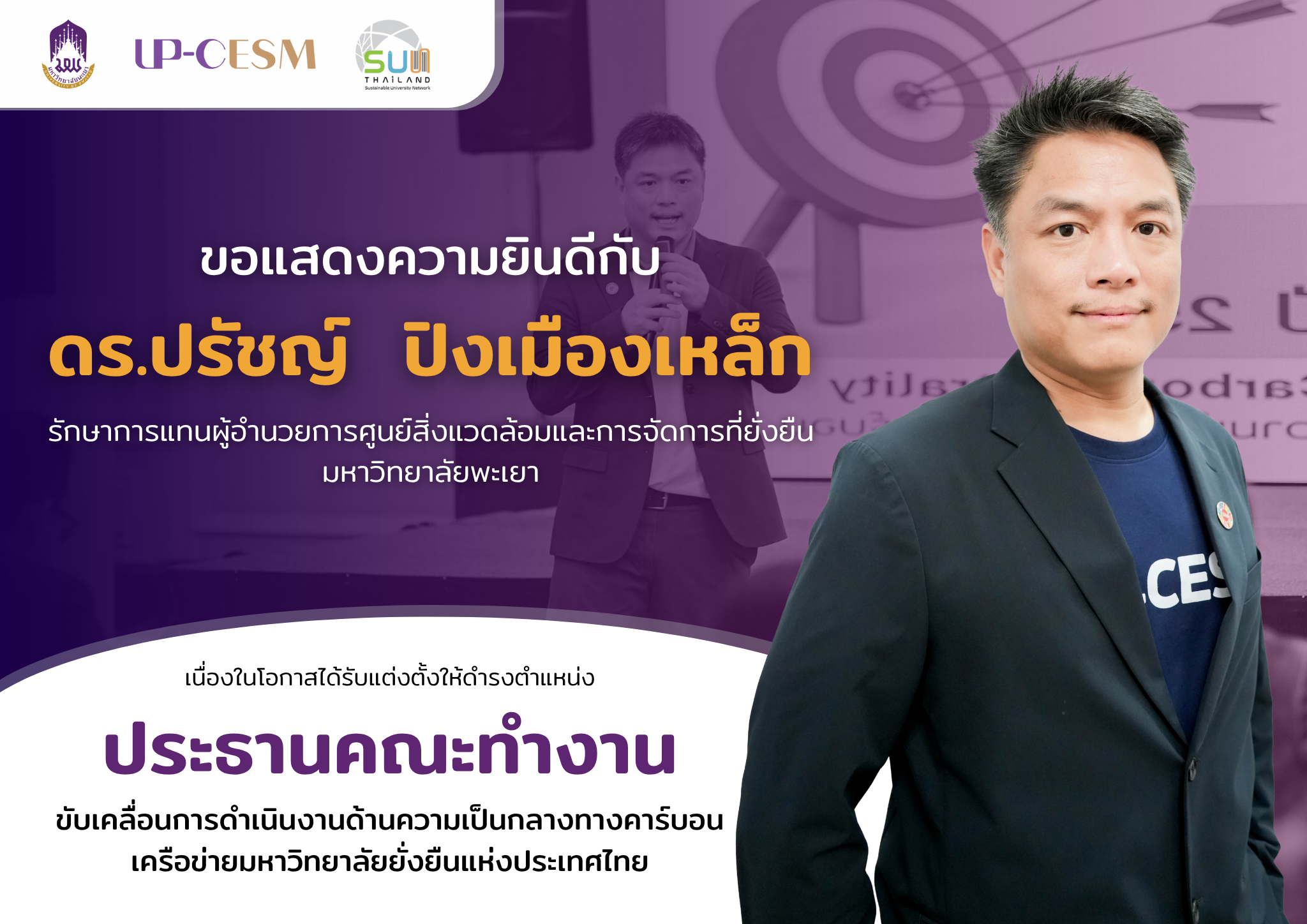 ขอแสดงความยินดีกับ ดร.ปรัชญ์ ปิงเมืองเหล็ก รักษาการแทนผู้อำนวยการศูนย์ฯ